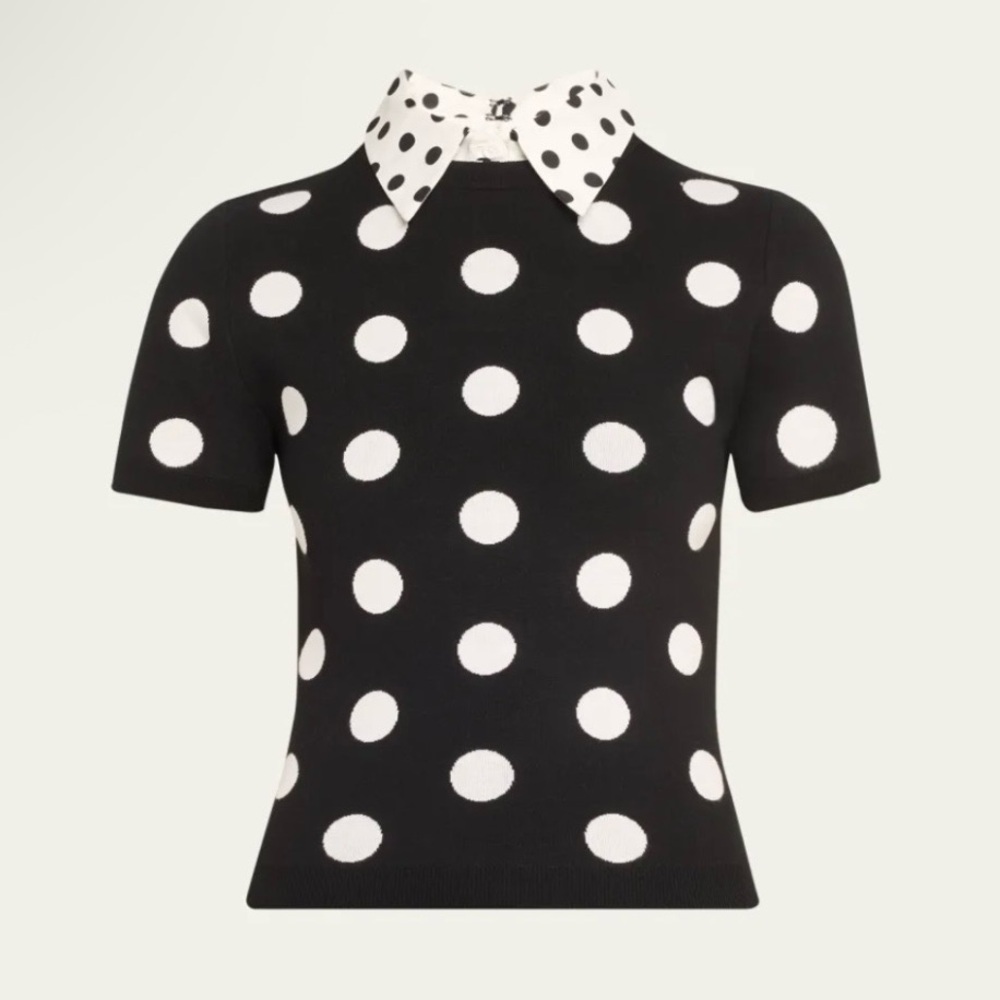 Alice + Olivia Black and White Polka Dot Sweater